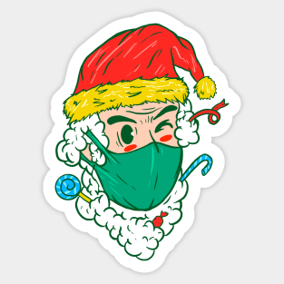 Funny Santa Wearing Mask Sticker